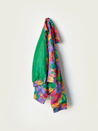 green yellow and red floral textile