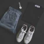 pair of white low-top sneakers